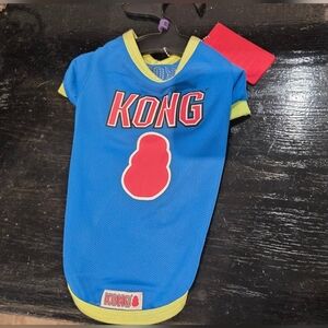 3/$20 KONG Blue Pet Shirt with Red and Yellow Accents Small